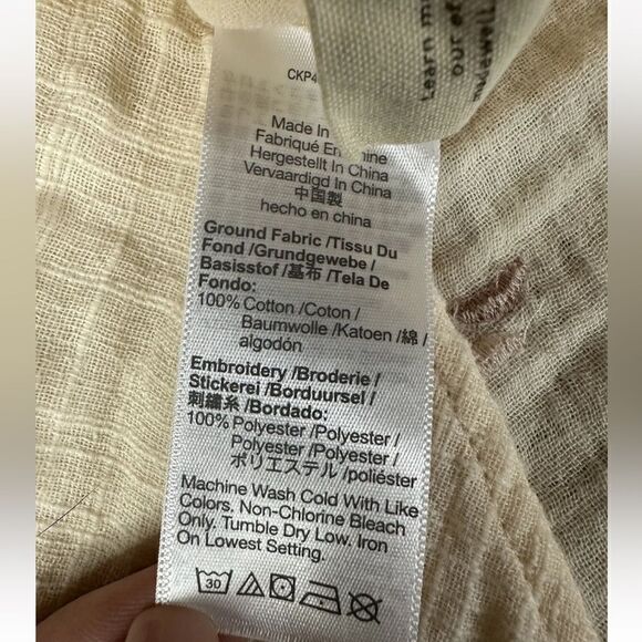 Madewell Embroidered Lightspun Lakeline Shirtdress Beige sz Small - Picture 12 of 13